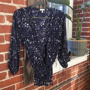 Joie 100% Silk Plunge Blouse, XS